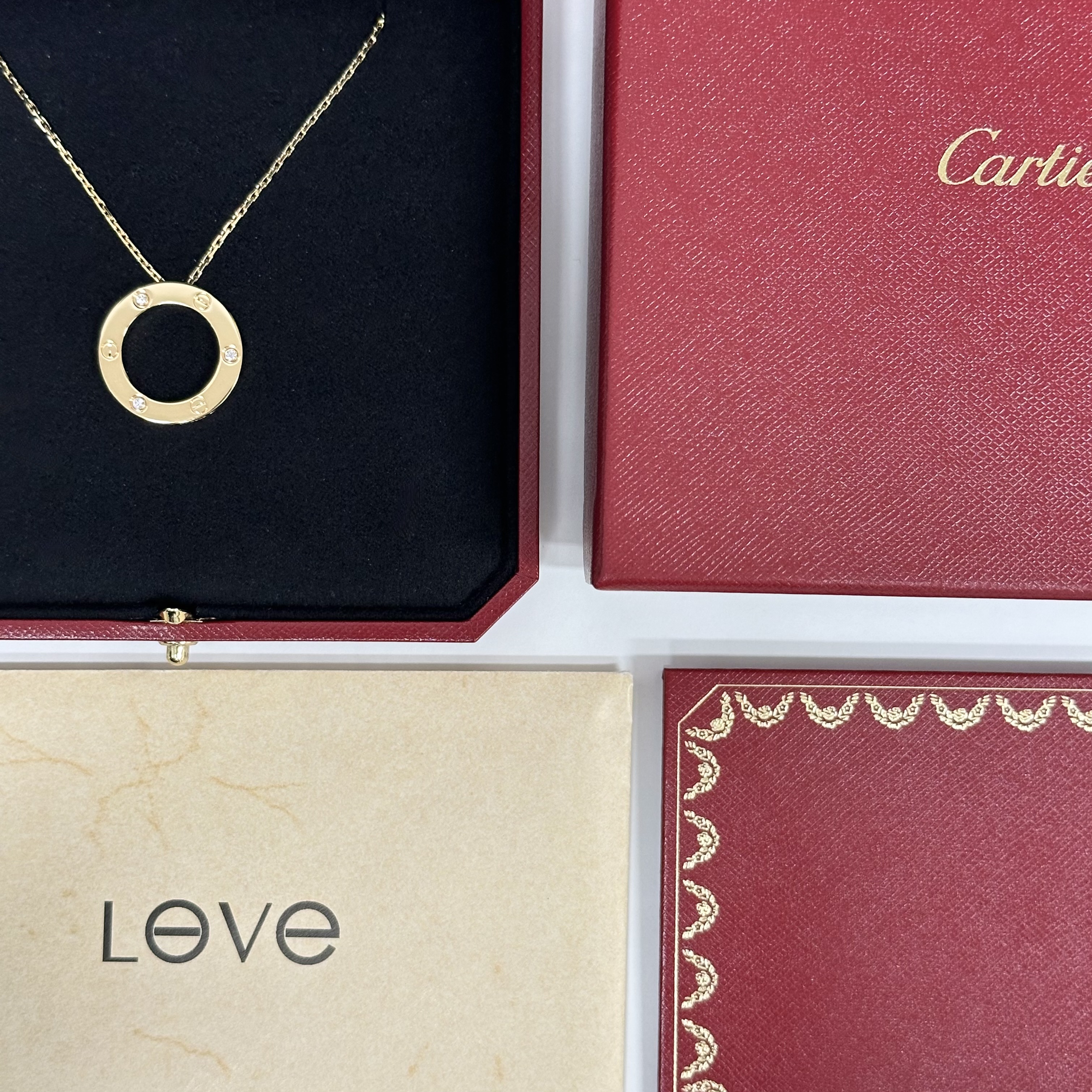 Cartier Love Necklace 3 Diamonds in Yellow Gold B7014500 